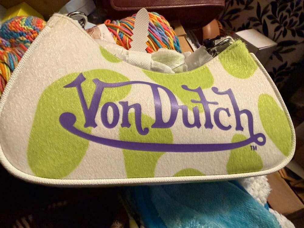 Von Dutch VDSB-2009LME Lime Cow Print Mini Shoulder Bag